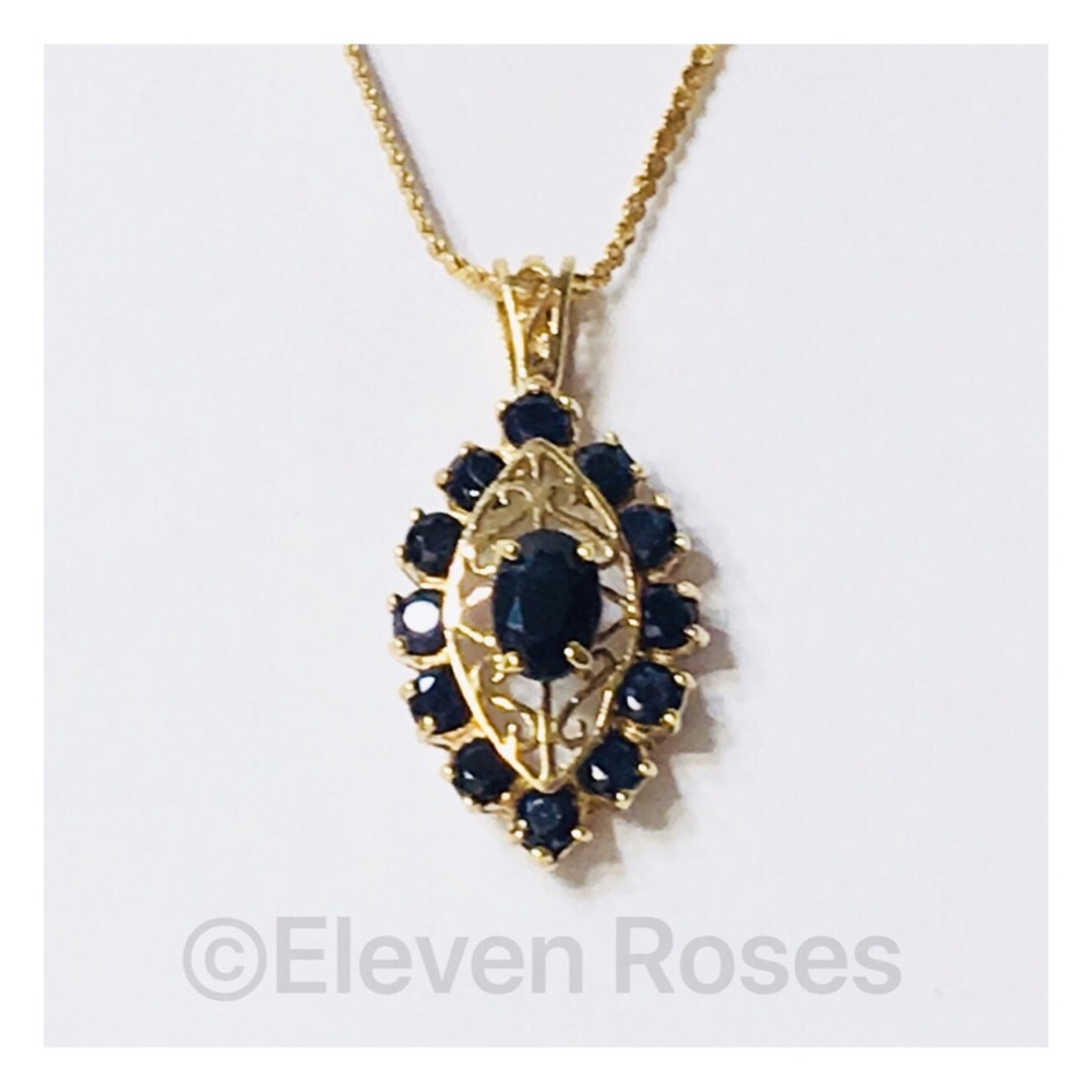 10k Gold Blue Sapphire Pendant